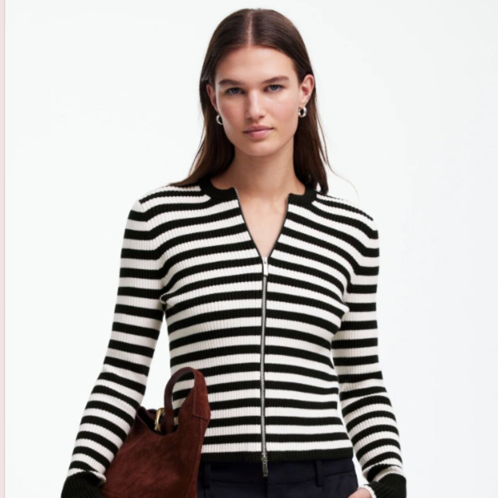 Madewell Zip-Front Cardigan in Stripe